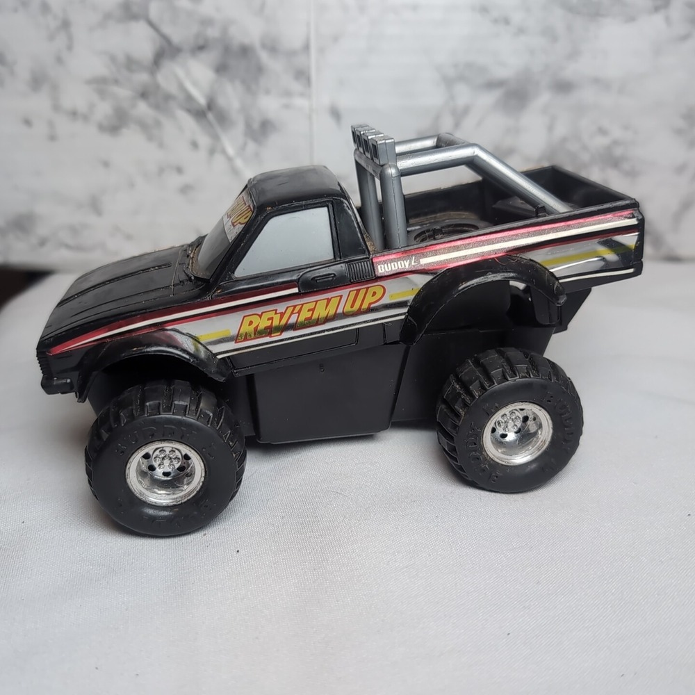 Vintage 1985 Buddy L Rev Em Up Racer Toyota Truck 7" Tested WORKS